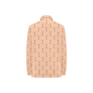 Engine Piston Cream Background Pattern Design 04 Women's Long Sleeve Polo Shirt