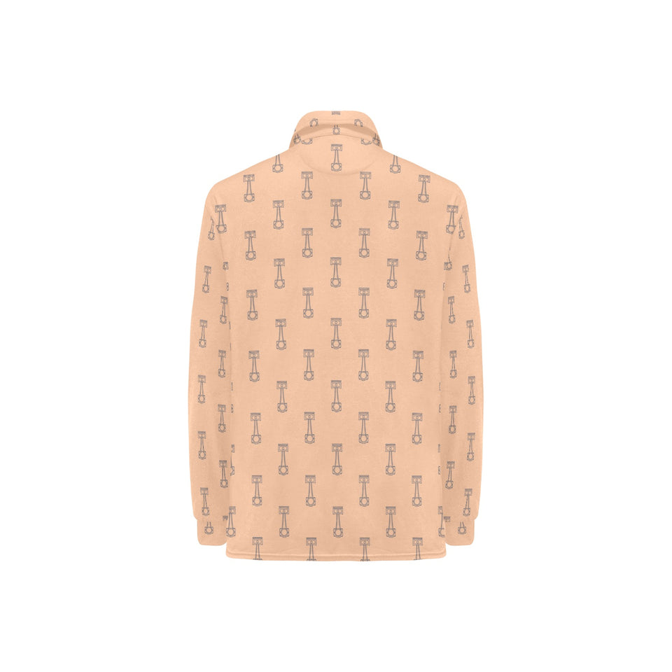 Engine Piston Cream Background Pattern Design 04 Women's Long Sleeve Polo Shirt