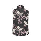 Japanese crane pink sakura pattern Men's Padded Vest