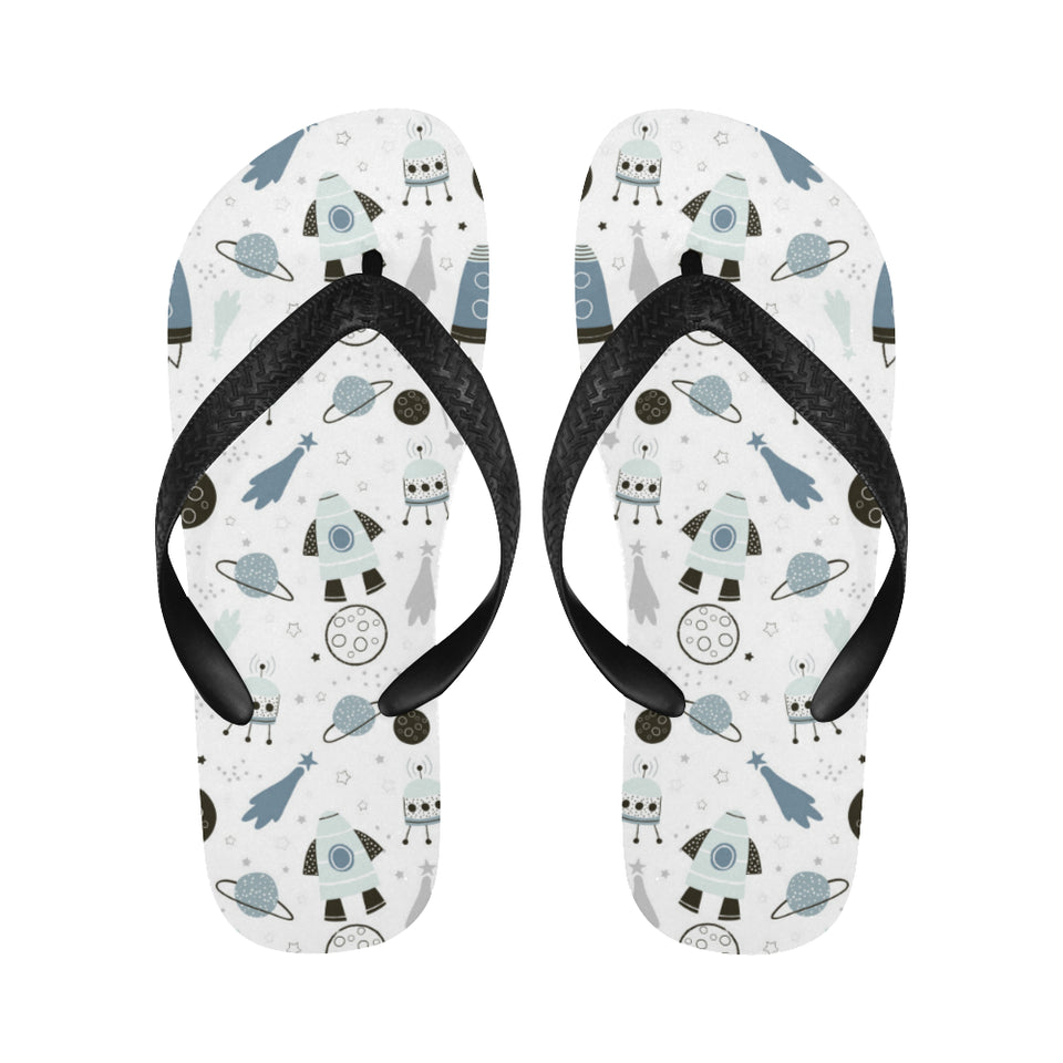 Hand drawn space elements space rocket star planet Unisex Flip Flops