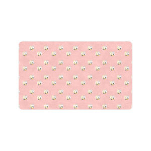 Cute hamster cheese pattern pink background Doormat