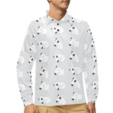 Bull Terrier Pattern Print Design 01 Men's Long Sleeve Polo Shirt