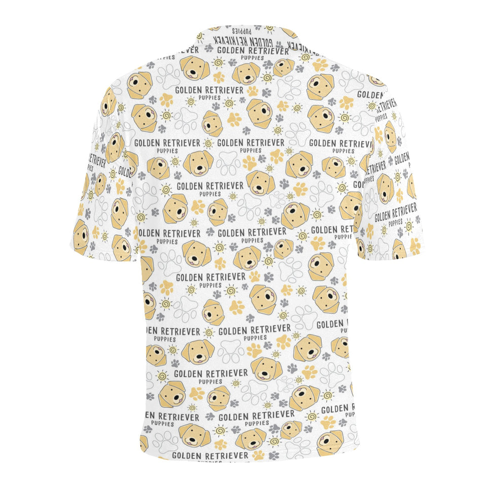 Golden Retriever Pattern Print Design 04 Men's All Over Print Polo Shirt