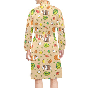 Guinea Pig Pattern Print Design 05 Men's Long Sleeve Belted Night Robe