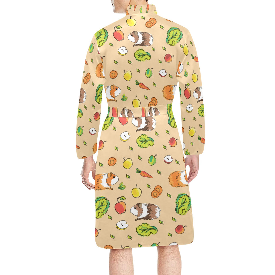 Guinea Pig Pattern Print Design 05 Men's Long Sleeve Belted Night Robe