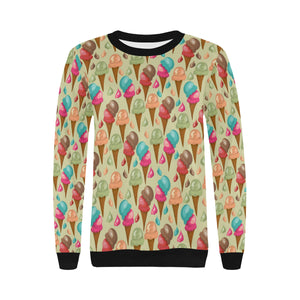 Colorful ice cream pattern Women's Crew Neck Sweatshirt