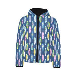 Surfboard Pattern Print Design 03 Kids' Boys' Girls' Padded Hooded Jacket