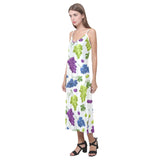 Grape pattern V-Neck Open Fork Long Dress