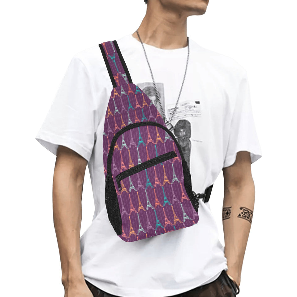 Eiffel Tower Pattern Print Design 05 All Over Print Chest Bag