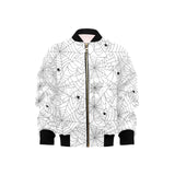 Spider web cobweb pattern white background Kids' Boys' Girls' Bomber Jacket