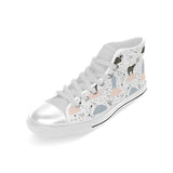 Polar bears star poka dot pattern Men's High Top Canvas Shoes White