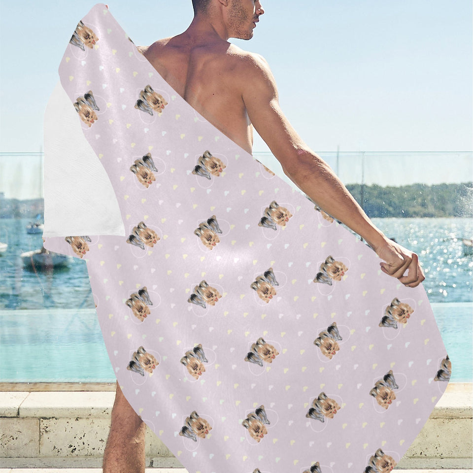 Yorkshire Terrier Pattern Print Design 02 Beach Towel
