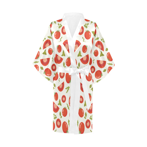 Tomato pattern Women's Short Kimono Robe
