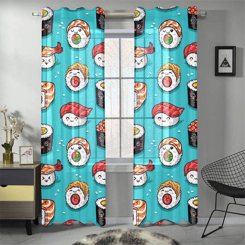Cute sushi pattern Gauze Curtain