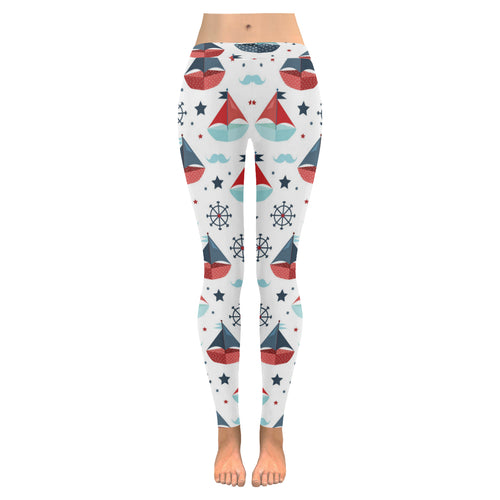Cute color paper sailboat pattern Women's Legging Fulfilled In US