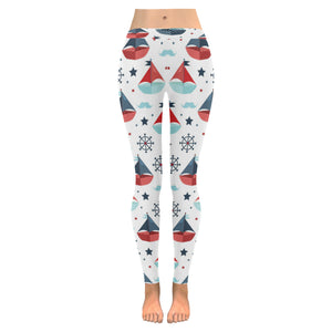Cute color paper sailboat pattern Women's Legging Fulfilled In US