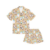 Cow bottle of milk pattern Kids' Boys' Girls' V-Neck Short Pajama Set