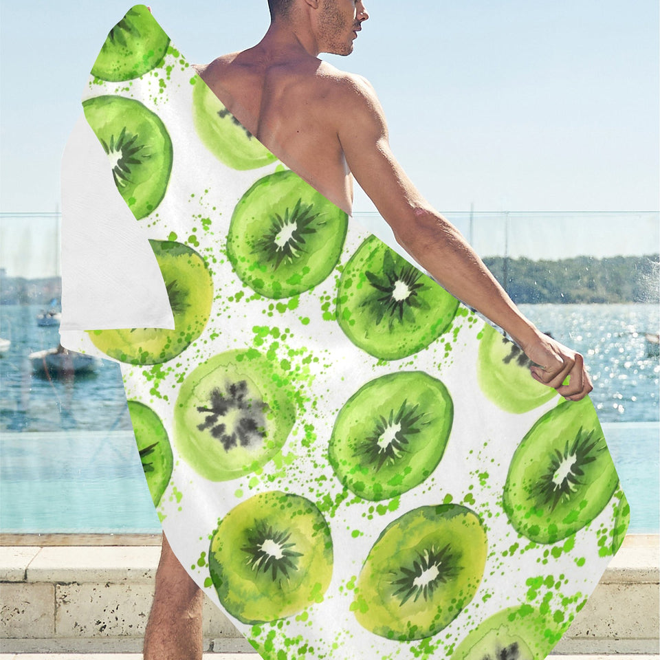 Watercolor kiwi pattern Beach Towel
