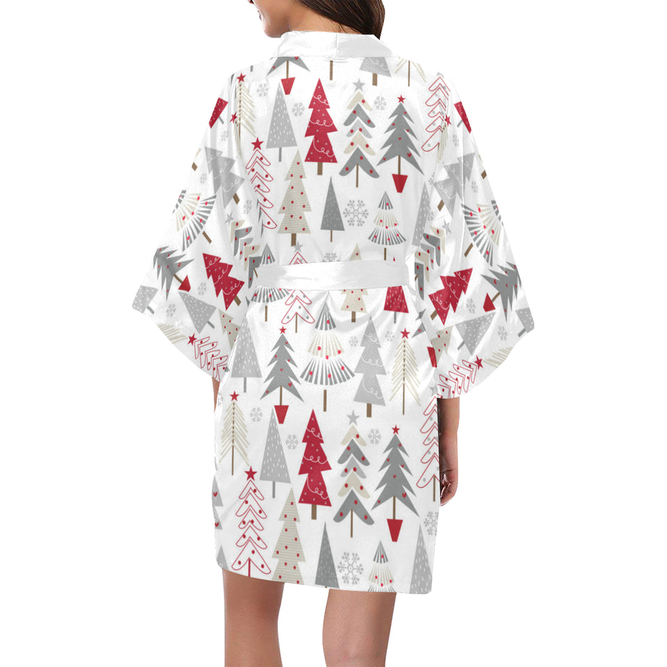 Cute Christmas tree pattern Women's Short Kimono Robe