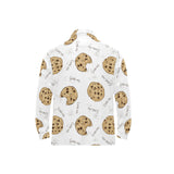 Sketch style cookie pattern Men's Long Sleeve Polo Shirt
