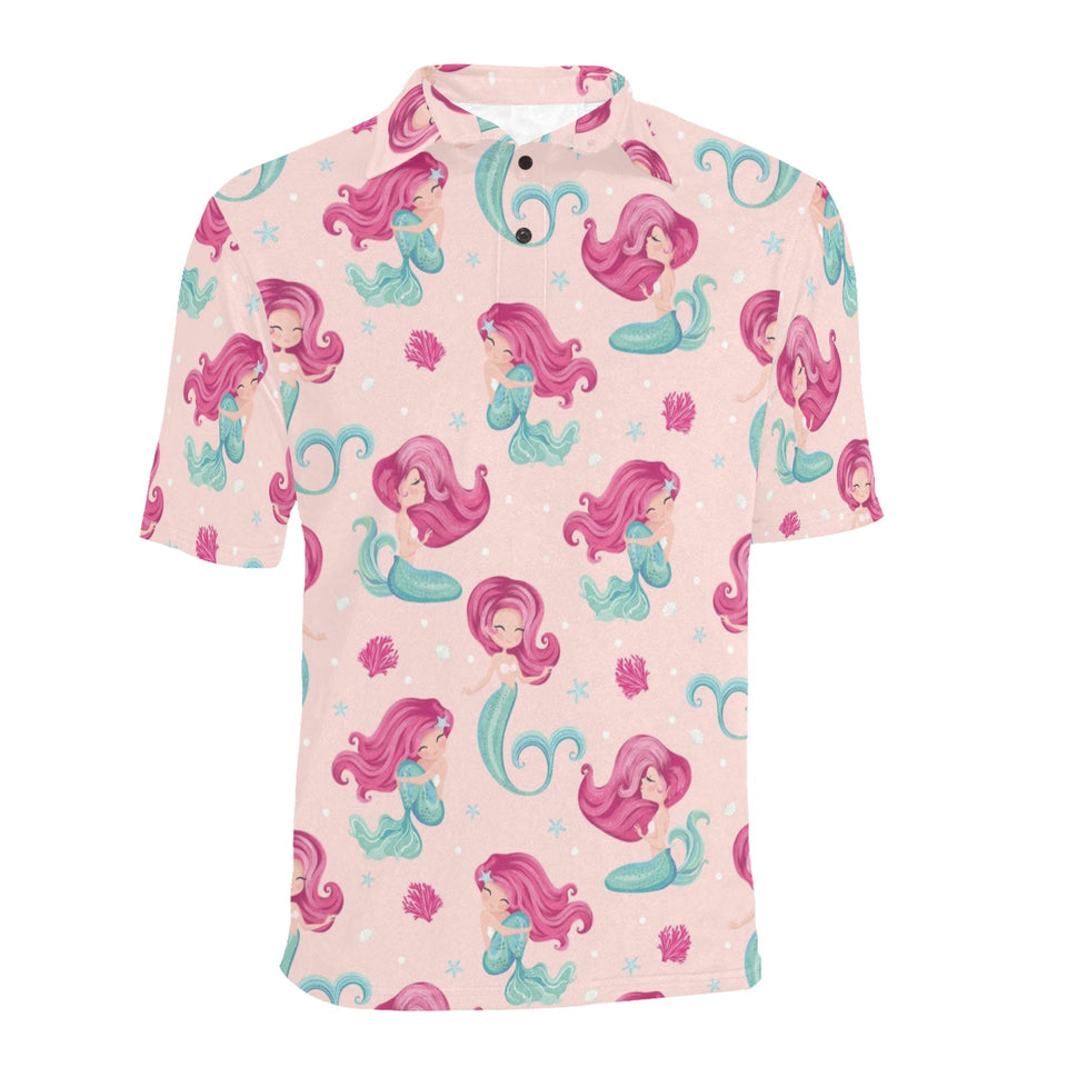 Cute little mermaid pattern Men's All Over Print Polo Shirt
