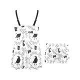 Crows floral wreath rabbit pattern Chest Sexy Pleated Two Piece Swim Dress