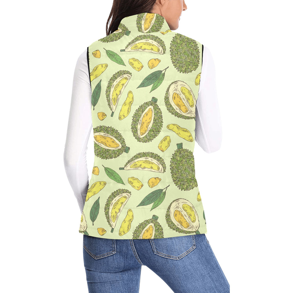 Durian leaves pattern background Women's Padded Vest