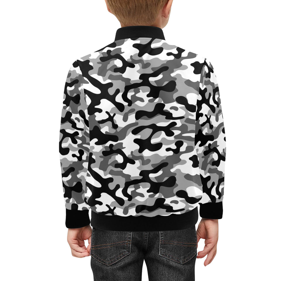 Black white camouflage pattern Kids' Boys' Girls' Bomber Jacket