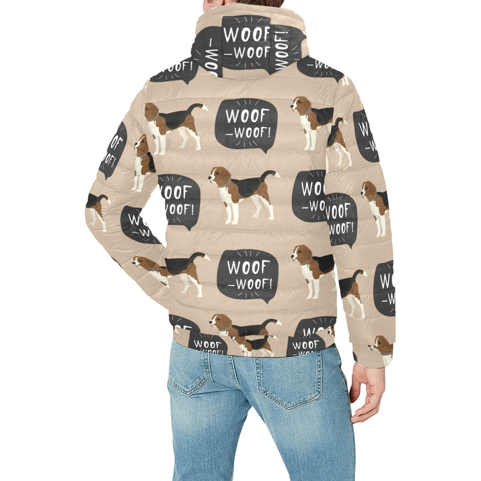 Beagle pattern Men's Padded Hooded Jacket