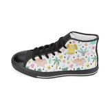 Cute elephants palm tree flower butterfly pattern Women's High Top Canvas Shoes Black