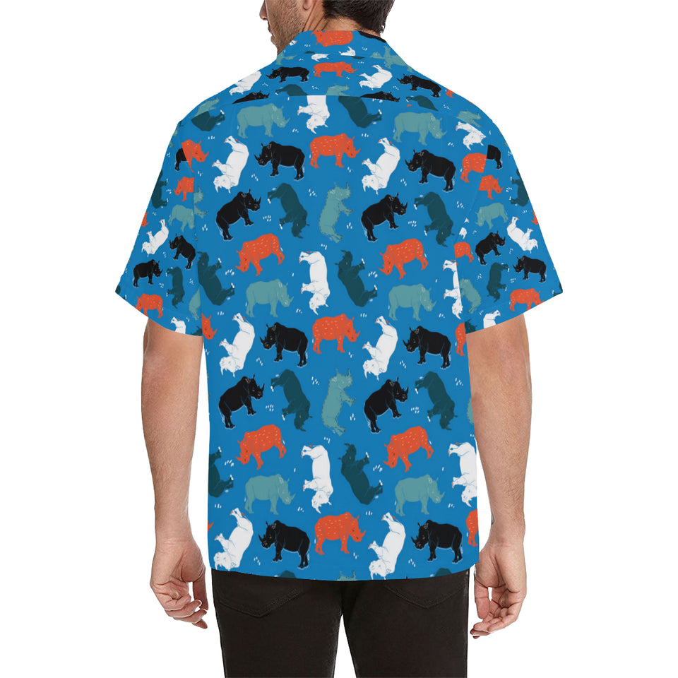 Colorful rhino pattern Men's All Over Print Hawaiian Shirt
