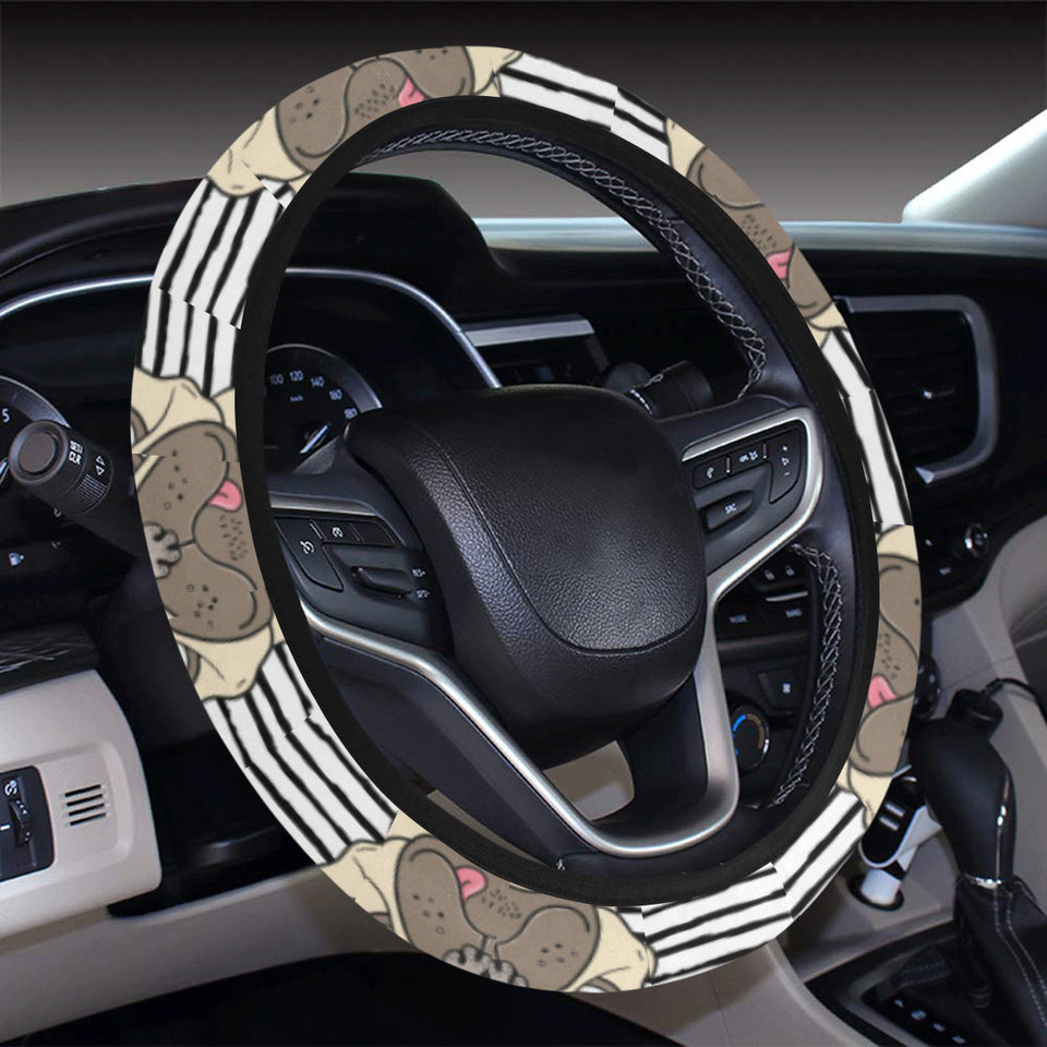 Happy pug pattern Car Steering Wheel Cover