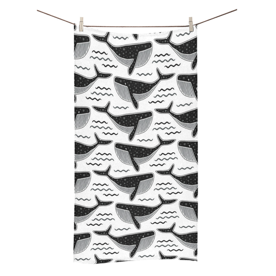 Black whale pattern Bath Towel