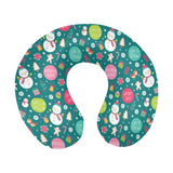 Snowman bird decorative elements christmas pattern U-Shaped Travel Neck Pillow