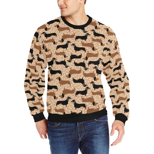 Dachshund floral background Men's Crew Neck Sweatshirt