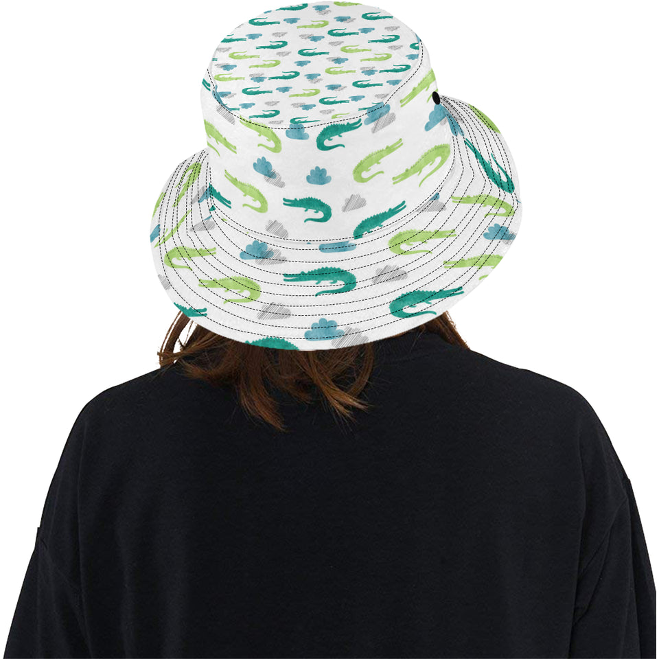 watercolor crocodile pattern Unisex Bucket Hat