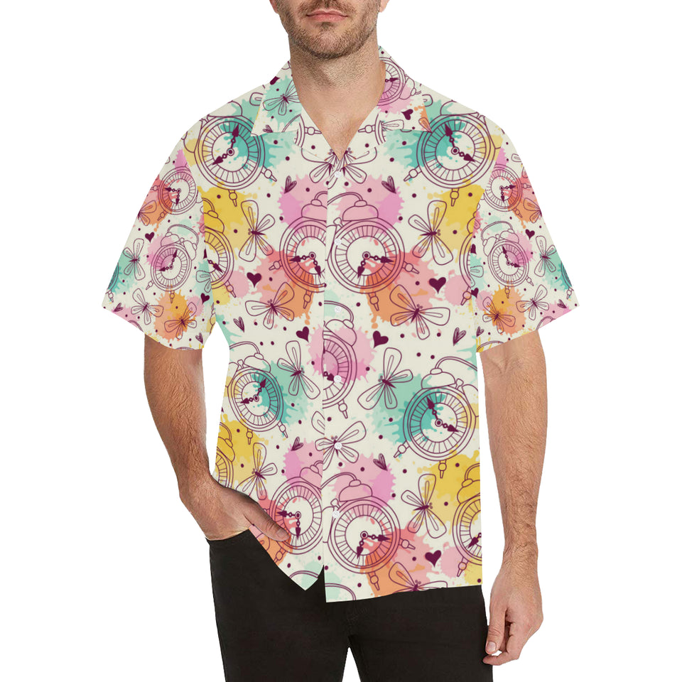 Clock butterfly pattern Men's All Over Print Hawaiian Shirt