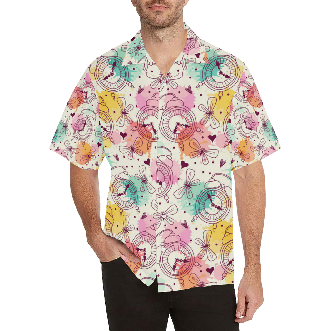 Clock butterfly pattern Men's All Over Print Hawaiian Shirt