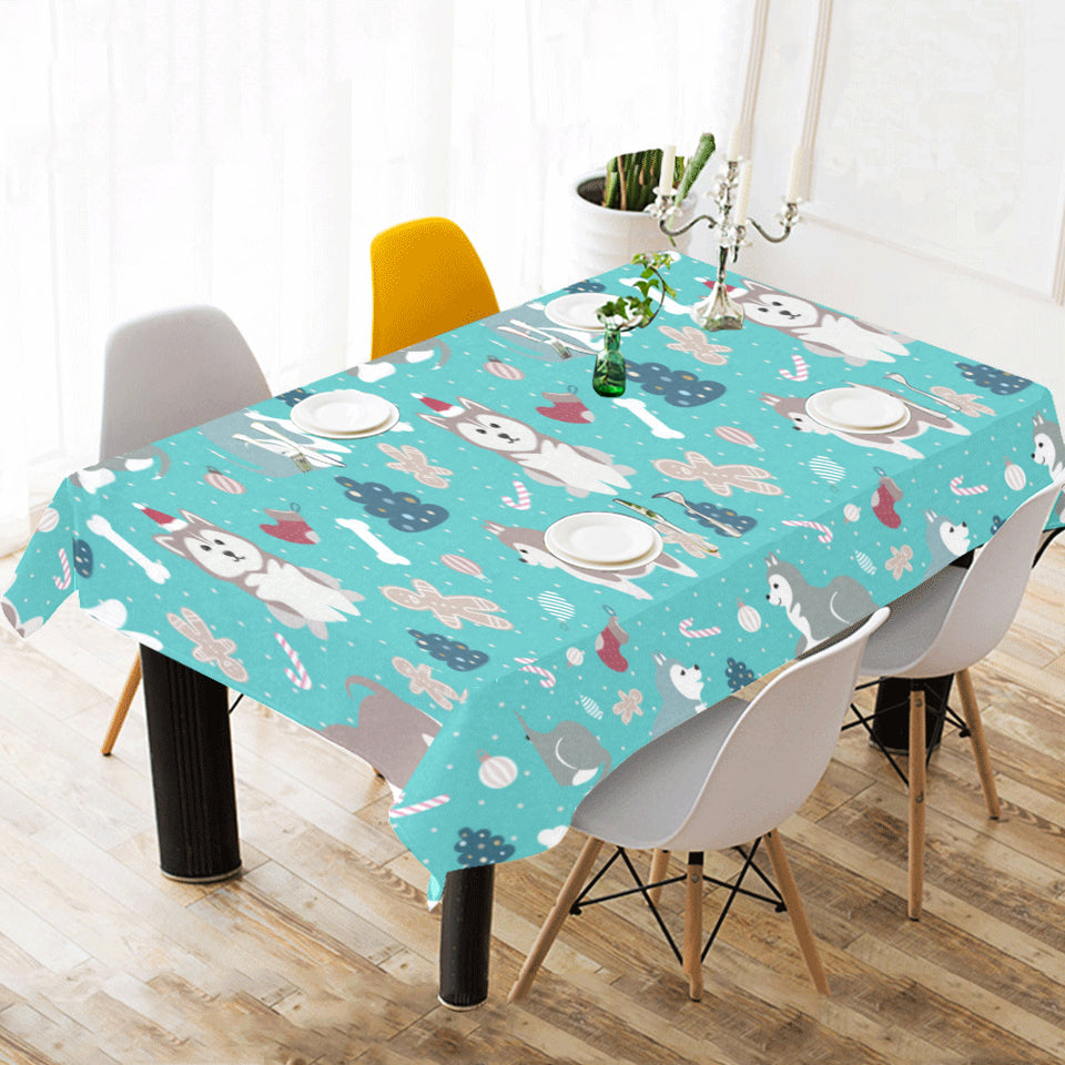 Christmas cute siberian husky puppie pattern Tablecloth