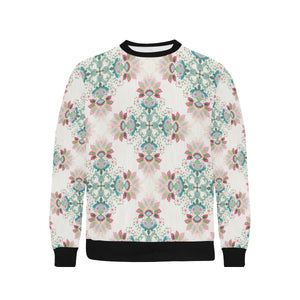 Square floral indian flower pattern Men's Crew Neck Sweatshirt