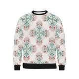Square floral indian flower pattern Men's Crew Neck Sweatshirt