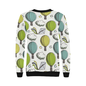 Hot Air Balloon Bird Cloud Pattern Women's Crew Neck Sweatshirt