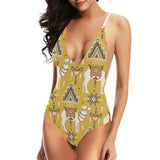 Camels ethnic motif pattern Women's One-Piece Swimsuit