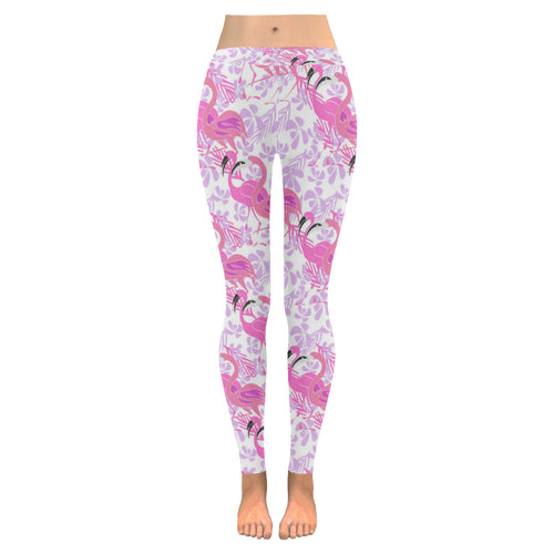 Pink flamingo flower pattern Women's Legging Fulfilled In US