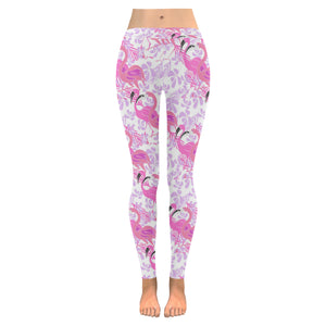 Pink flamingo flower pattern Women's Legging Fulfilled In US