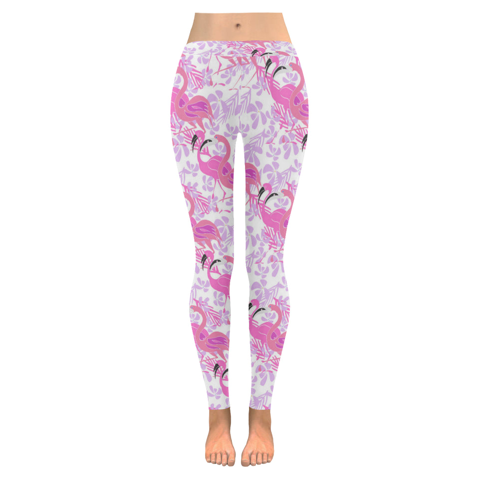 Pink flamingo flower pattern Women's Legging Fulfilled In US