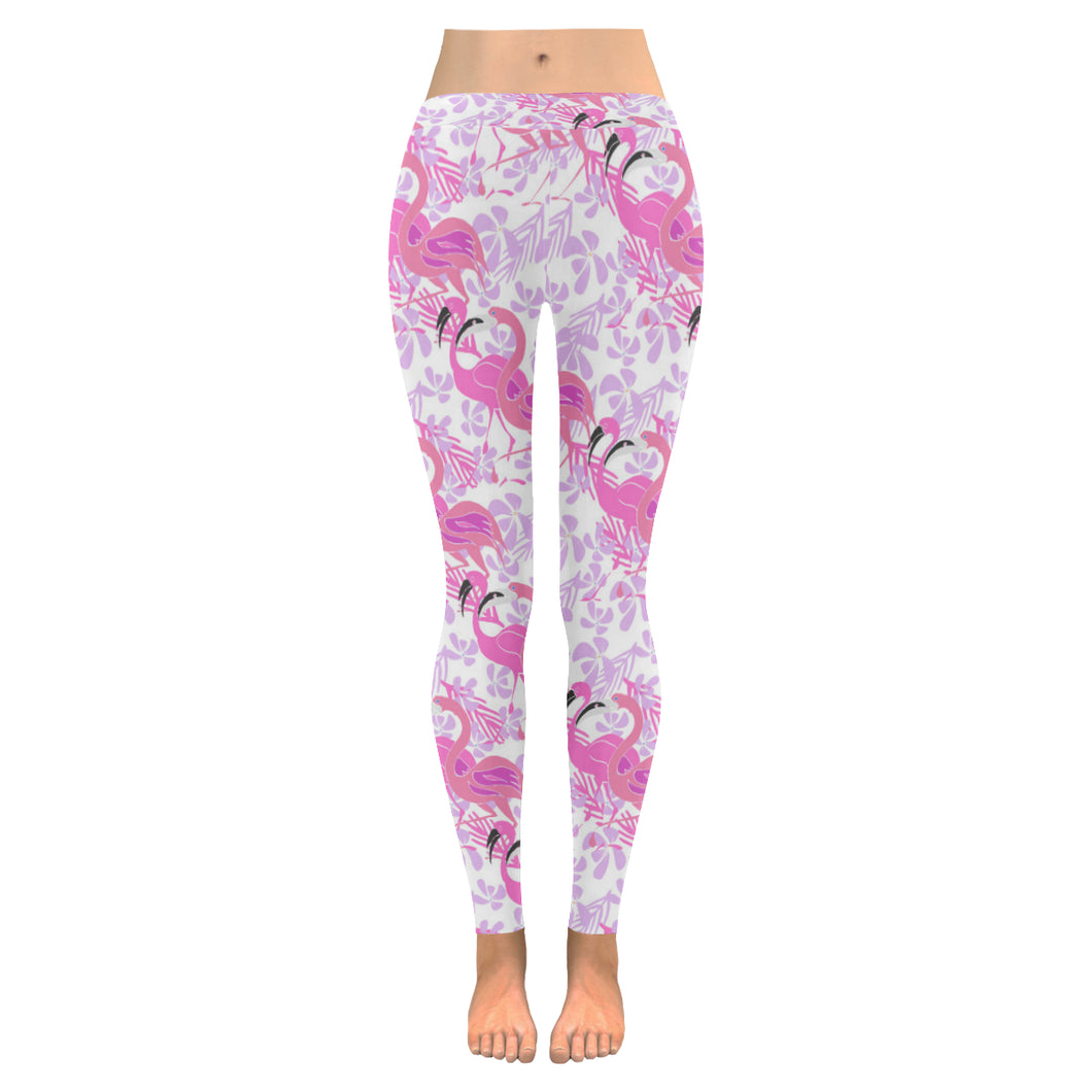 Pink flamingo flower pattern Women's Legging Fulfilled In US