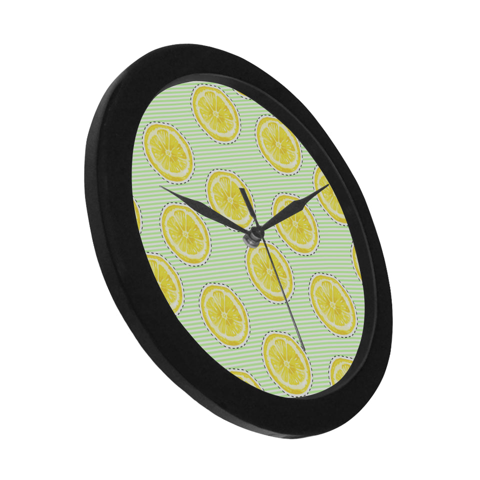 slice of lemon pattern Elegant Black Wall Clock
