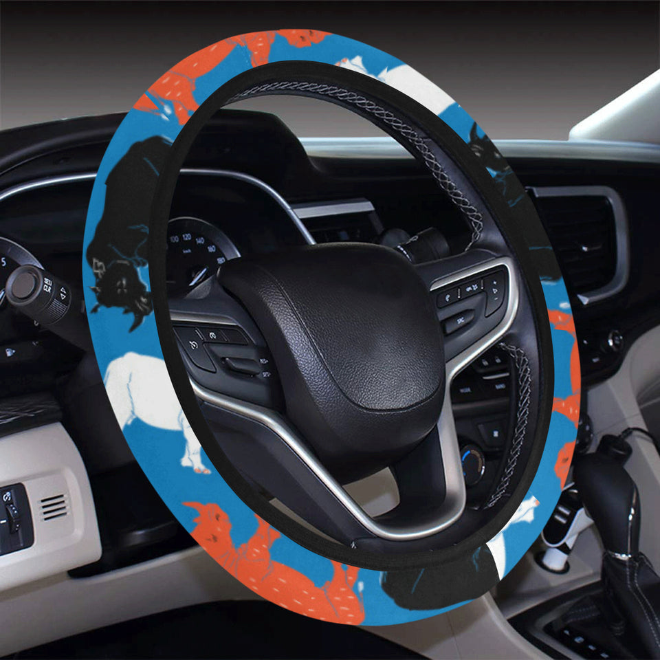 Colorful rhino pattern Car Steering Wheel Cover