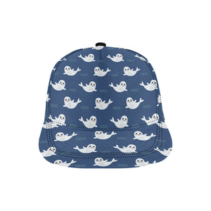 Cute white baby sea lion seal pattern All Over Print Snapback Cap